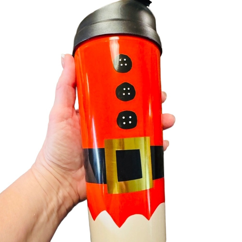 Kate Spade Red & Black Santa Travel Mug – Holiday Plastic Tumbler